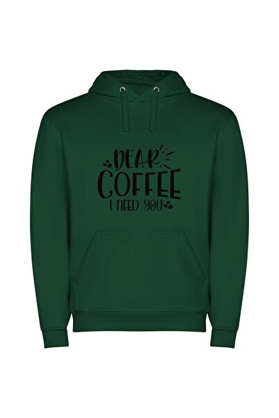 iLovePrints Coffee: Essential Elixir of Life Φούτερ με κουκούλα σε χρώμα Πράσινο