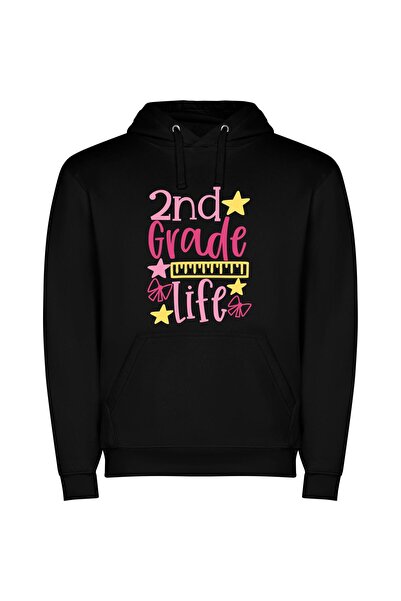 iLovePrints Vibrant 2nd Grade Adventure Φούτερ με κουκούλα σε χρώμα Μαύρο