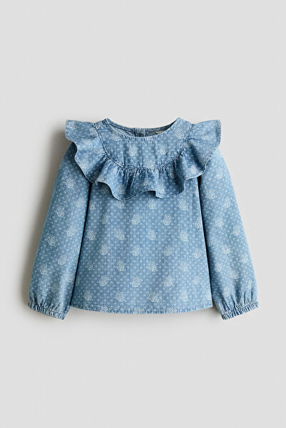 H&M Fırfırlı Kot Bluz
