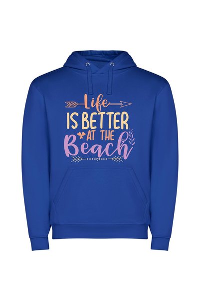 iLovePrints Beach Bliss Lives On Φούτερ με κουκούλα σε χρώμα Μπλε