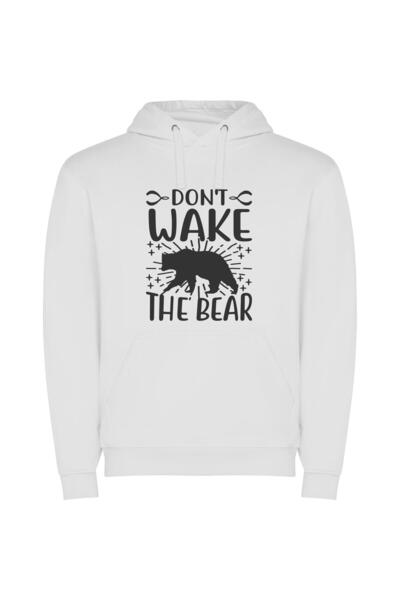 iLovePrints Beware Angry Bear Φούτερ με κουκούλα σε χρώμα Λευκό