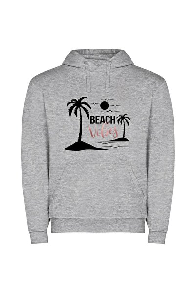 iLovePrints Pink Ink Black Vibes Φούτερ με κουκούλα σε χρώμα Γκρι