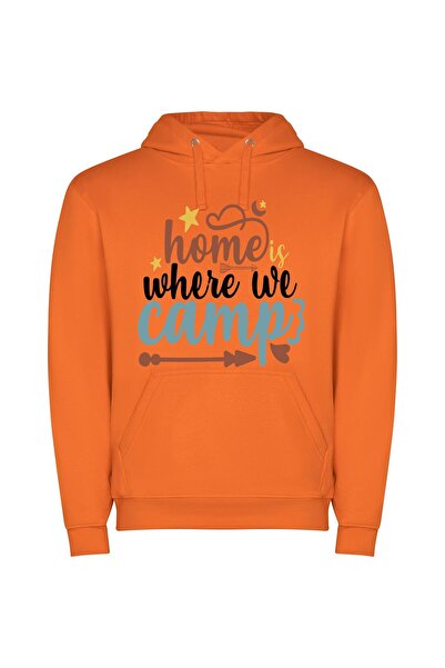 iLovePrints Camping: Home Away from Home Φούτερ με κουκούλα σε χρώμα Πορτοκαλί