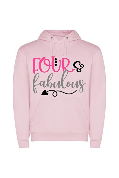 iLovePrints Fabulous Four Enigma Φούτερ με κουκούλα σε χρώμα Ροζ