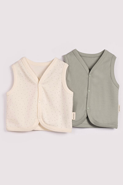 VAUVA 2-Piece Baby Vest Set 100% Cotton Soft Textured with Snap Fasteners for...