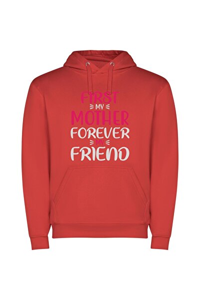 iLovePrints Unbreakable Maternal Bond Φούτερ με κουκούλα σε χρώμα Κόκκινο