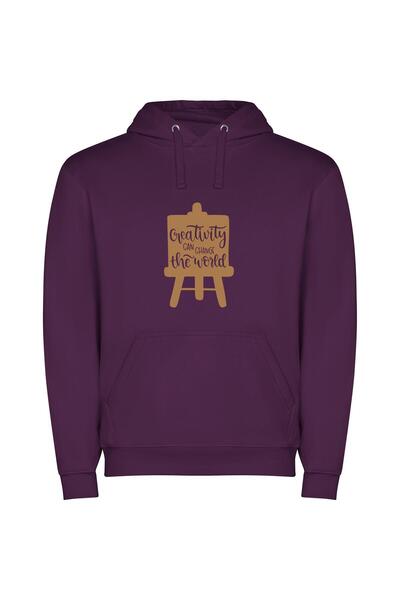 iLovePrints Creative World-Changer Φούτερ με κουκούλα σε χρώμα Μωβ