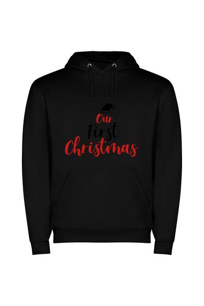 iLovePrints Elegant Noel Creation Φούτερ με κουκούλα σε χρώμα Μαύρο