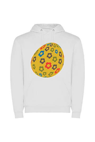 iLovePrints Eggstravagant Easter Illustration Φούτερ με κουκούλα σε χρώμα Λευκό