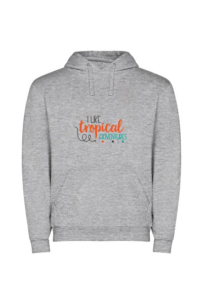 iLovePrints Tropical Vibe Explorations Φούτερ με κουκούλα σε χρώμα Γκρι
