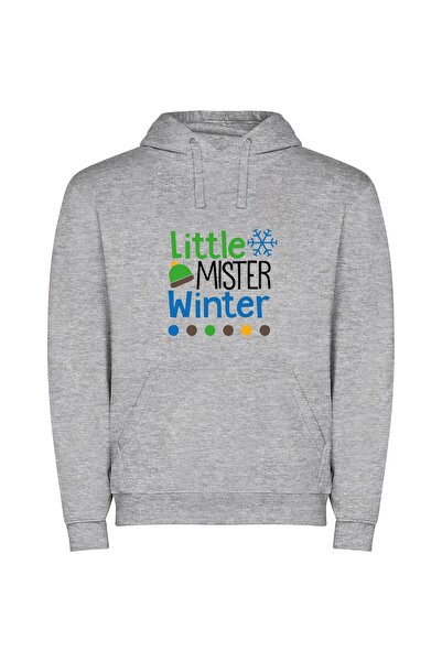 iLovePrints Snowy Green Hat Φούτερ με κουκούλα σε χρώμα Γκρι