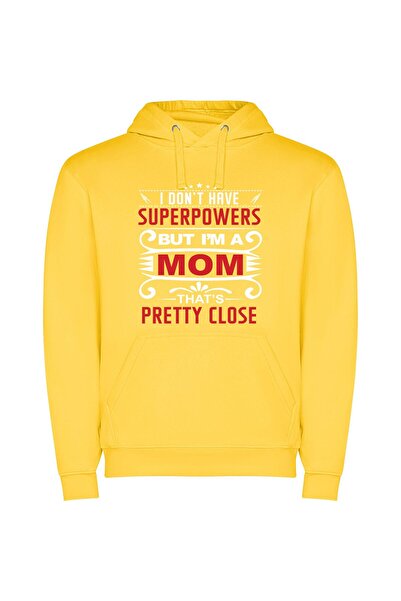 iLovePrints Super Mom's Special Day Φούτερ με κουκούλα σε χρώμα Κίτρινο