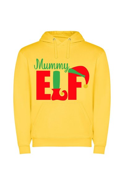 iLovePrints Festive Elf Signage Φούτερ με κουκούλα σε χρώμα Κίτρινο