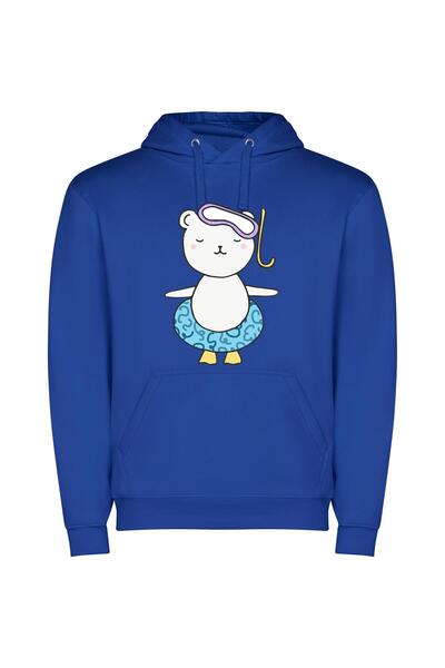 iLovePrints Dancing Water Bear Fiesta Φούτερ με κουκούλα σε χρώμα Μπλε