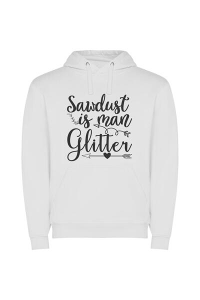 iLovePrints Glamorous Sandist Glitter Art Φούτερ με κουκούλα σε χρώμα Λευκό