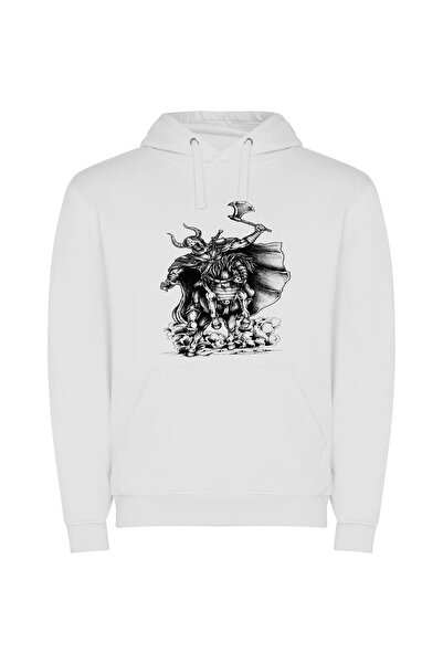 iLovePrints Shadowed Equestrian Scarlet Reaper Φούτερ με κουκούλα σε χρώμα Λευκό