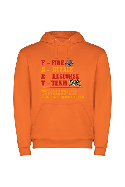 iLovePrints Flaming Response Team Shirt Φούτερ με κουκούλα σε χρώμα Πορτοκαλί