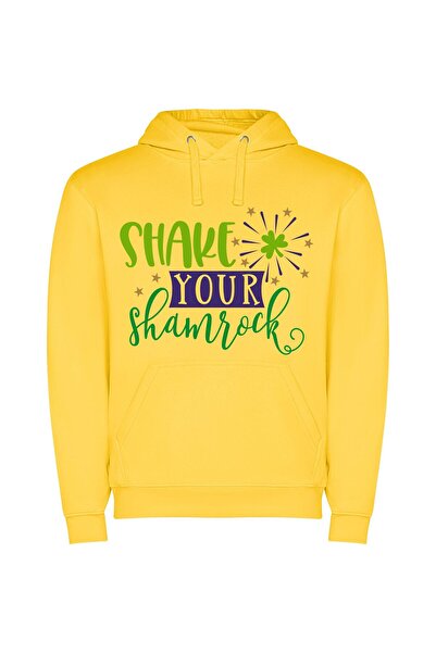 iLovePrints Enigmatic Shamrock Spectacle Φούτερ με κουκούλα σε χρώμα Κίτρινο