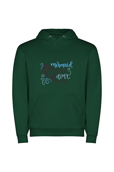iLovePrints Siren Style Slogan Collection Φούτερ με κουκούλα σε χρώμα Πράσινο