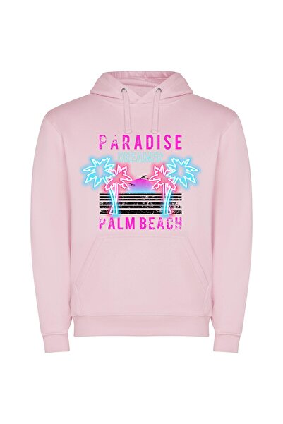 iLovePrints Tropical Dream Paradise Φούτερ με κουκούλα σε χρώμα Ροζ