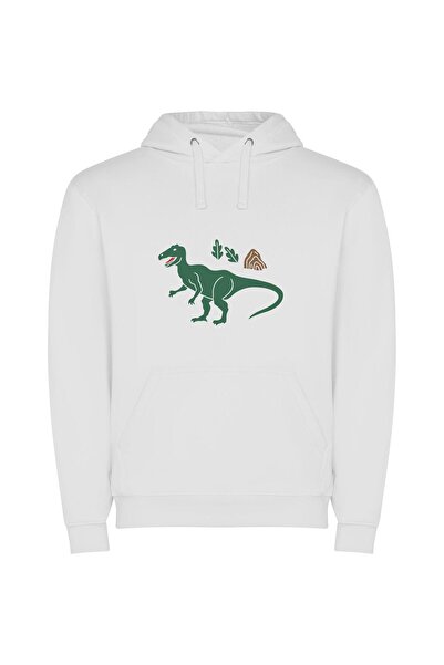 iLovePrints T-Rex Fashion Fiesta Φούτερ με κουκούλα σε χρώμα Λευκό