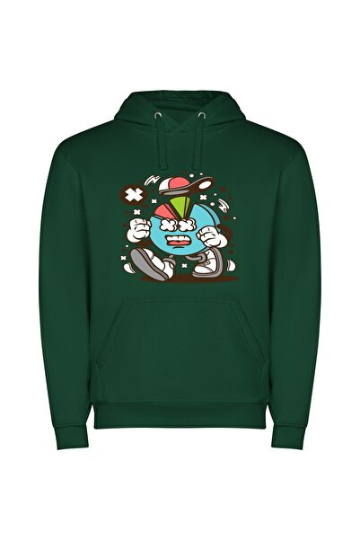 iLovePrints Colorful Surprised Cartoon Mascot Φούτερ με κουκούλα σε χρώμα Πρά...
