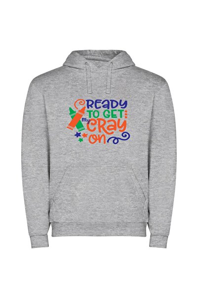 iLovePrints Creative Crayon Delight Φούτερ με κουκούλα σε χρώμα Γκρι