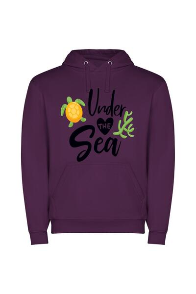 iLovePrints Aqua Whimsy: Adorned Depths Φούτερ με κουκούλα σε χρώμα Μωβ