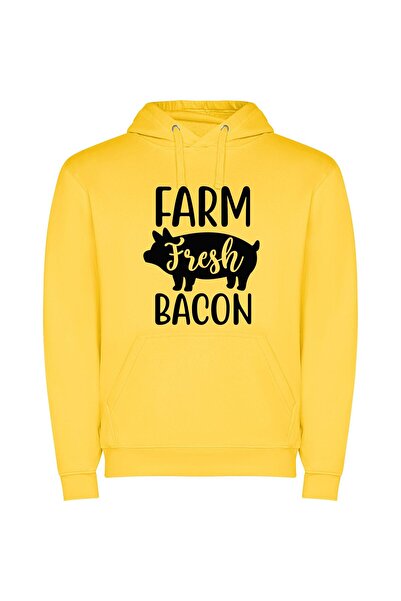 iLovePrints Porky Print Farm Delights Φούτερ με κουκούλα σε χρώμα Κίτρινο