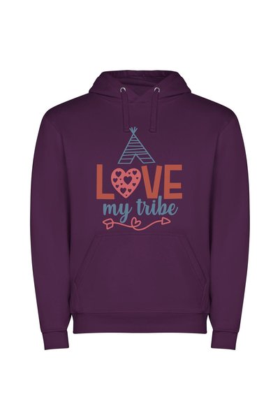 iLovePrints Heartfelt Teepee Love Φούτερ με κουκούλα σε χρώμα Μωβ