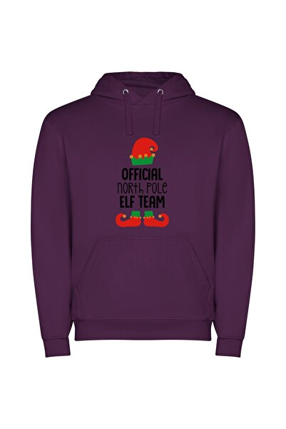 iLovePrints North Pole Elf Crew Φούτερ με κουκούλα σε χρώμα Μωβ