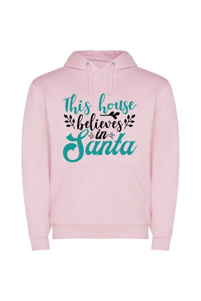 iLovePrints Santa's Believing Home Φούτερ με κουκούλα σε χρώμα Ροζ