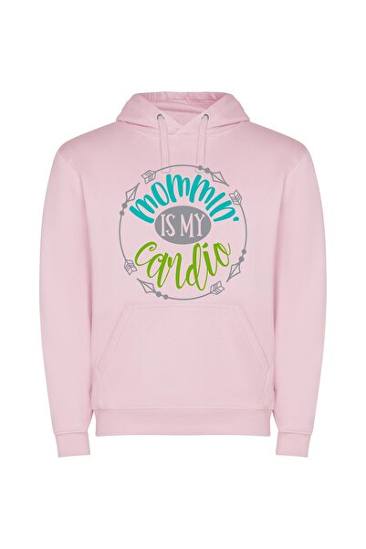 iLovePrints Fit Mom's Vinyl Workout Φούτερ με κουκούλα σε χρώμα Ροζ