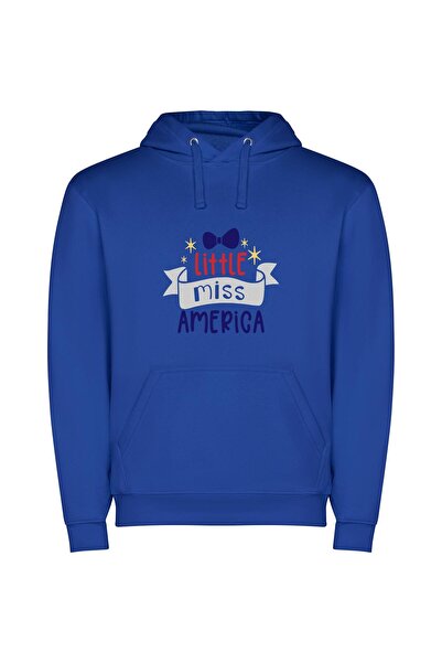 iLovePrints Patriotic Miss USA Bow Φούτερ με κουκούλα σε χρώμα Μπλε
