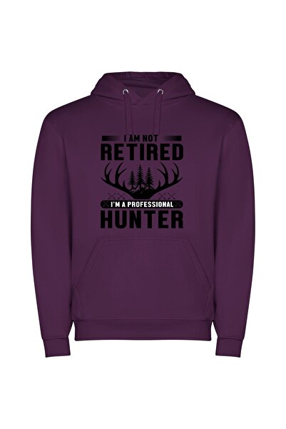 iLovePrints Savage Pursuit: Professional Hunter Φούτερ με κουκούλα σε χρώμα Μωβ