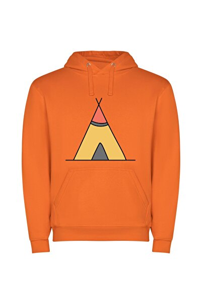 iLovePrints Red Top Teepee Dreams Φούτερ με κουκούλα σε χρώμα Πορτοκαλί
