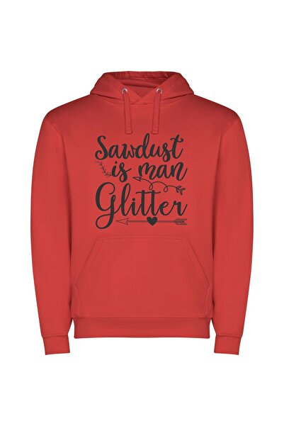iLovePrints Glamorous Sandist Glitter Art Φούτερ με κουκούλα σε χρώμα Κόκκινο