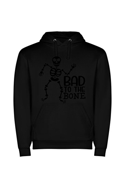 iLovePrints Glam Bone Collection Φούτερ με κουκούλα σε χρώμα Μαύρο