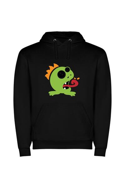 iLovePrints Vivid Monster Munchies Φούτερ με κουκούλα σε χρώμα Μαύρο