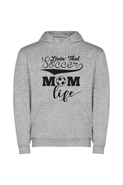iLovePrints Moms, Soccer, and Life Φούτερ με κουκούλα σε χρώμα Γκρι