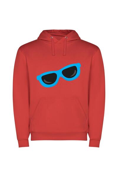 iLovePrints Blue Shades of Style Φούτερ με κουκούλα σε χρώμα Κόκκινο