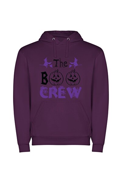 iLovePrints Spooky Halloween Pumpkin Tower Φούτερ με κουκούλα σε χρώμα Μωβ
