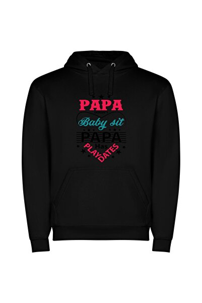 iLovePrints Papa's Baby Sit Combo Φούτερ με κουκούλα σε χρώμα Μαύρο