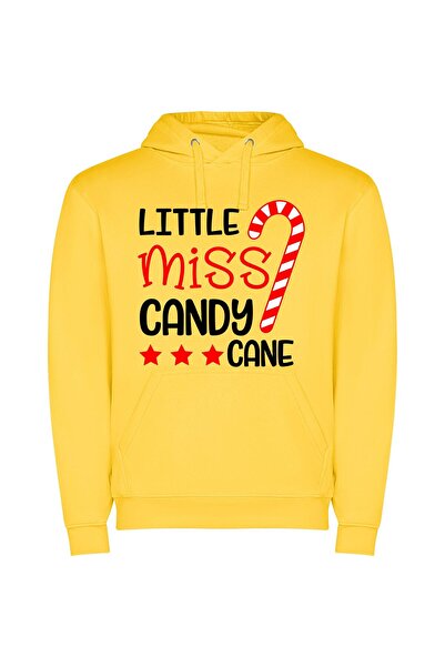 iLovePrints Candy Cane Cuties Φούτερ με κουκούλα σε χρώμα Κίτρινο