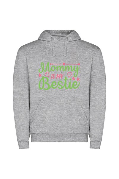 iLovePrints Mommies' Colorful Love Bond Φούτερ με κουκούλα σε χρώμα Γκρι