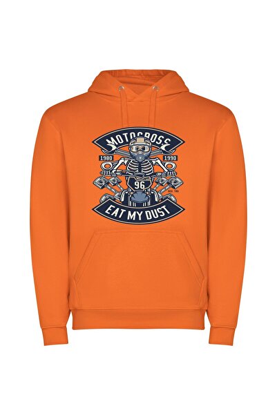 iLovePrints Skeleton Thunder Ride Φούτερ με κουκούλα σε χρώμα Πορτοκαλί
