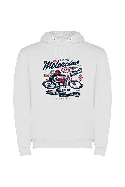 iLovePrints Rider's Custom Finest: Shep-Style Φούτερ με κουκούλα σε χρώμα Λευκό