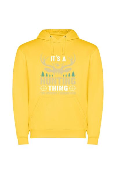 iLovePrints The Evasive Thrill: Hunting Φούτερ με κουκούλα σε χρώμα Κίτρινο