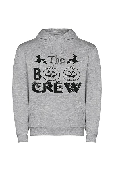 iLovePrints Spooky Pumpkin Drawing Φούτερ με κουκούλα σε χρώμα Γκρι