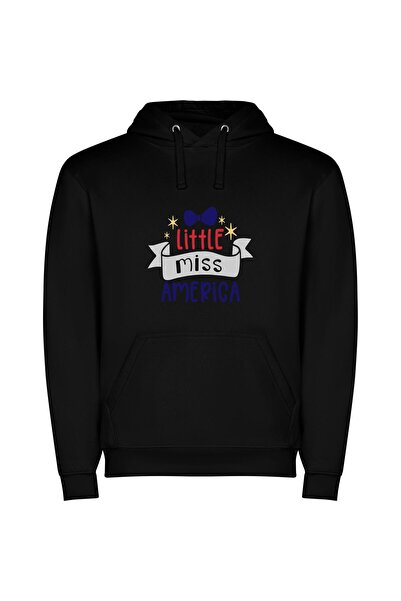 iLovePrints Patriotic Miss USA Bow Φούτερ με κουκούλα σε χρώμα Μαύρο